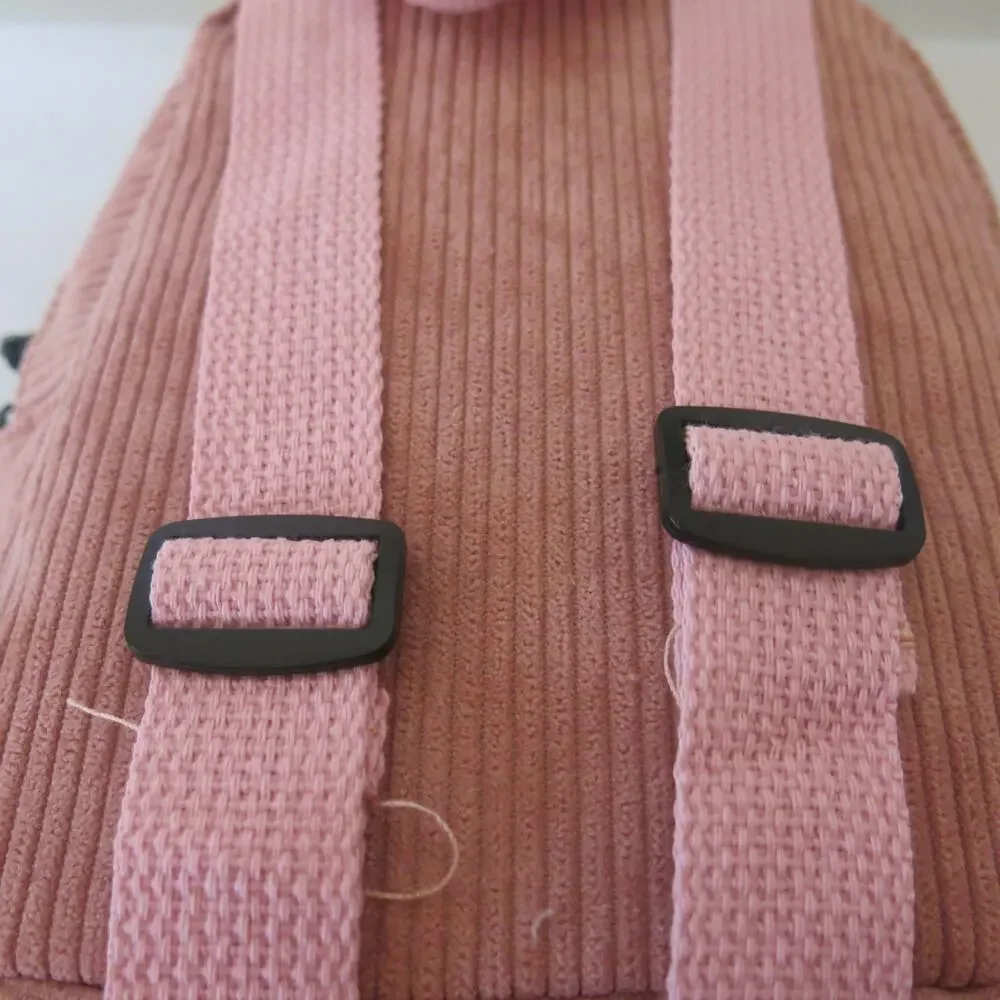 Mini Backpack NWT Purse Women Girls Corduroy Zipper Pink Casual School Everyday